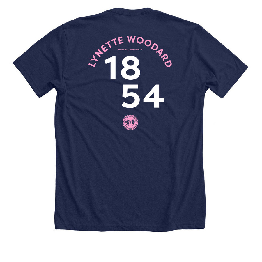 Lawrence United (Home) -&nbsp;Lynette Woodard, a Solid Navy Blend Premium Unisex Tee (back-view)