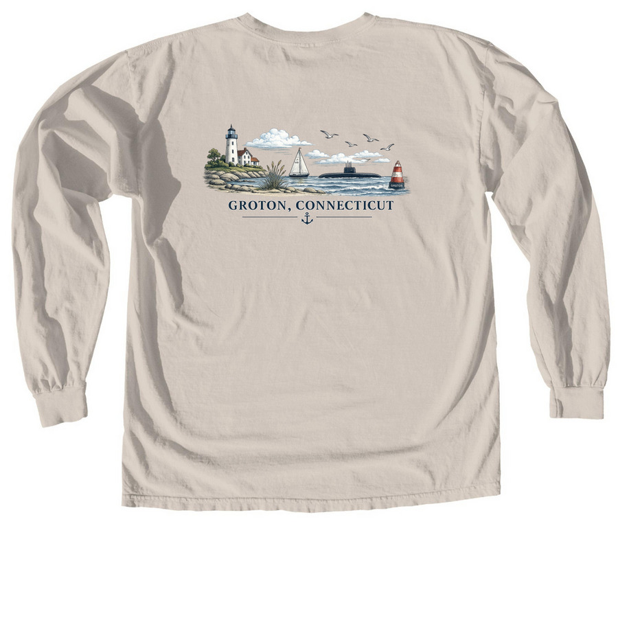 Groton, CT, a Ivory Comfort Colors Long Sleeve Tee (back-view)