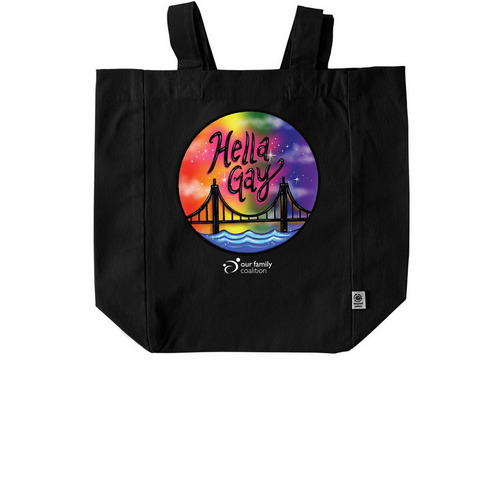 HELLA GAY TOTE, a Black Recycled Cotton Tote Bag