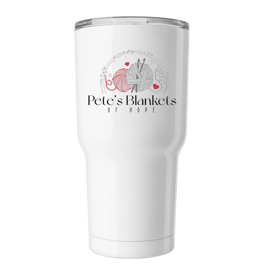 On The Go., a White Insulated Tumbler (back-view)