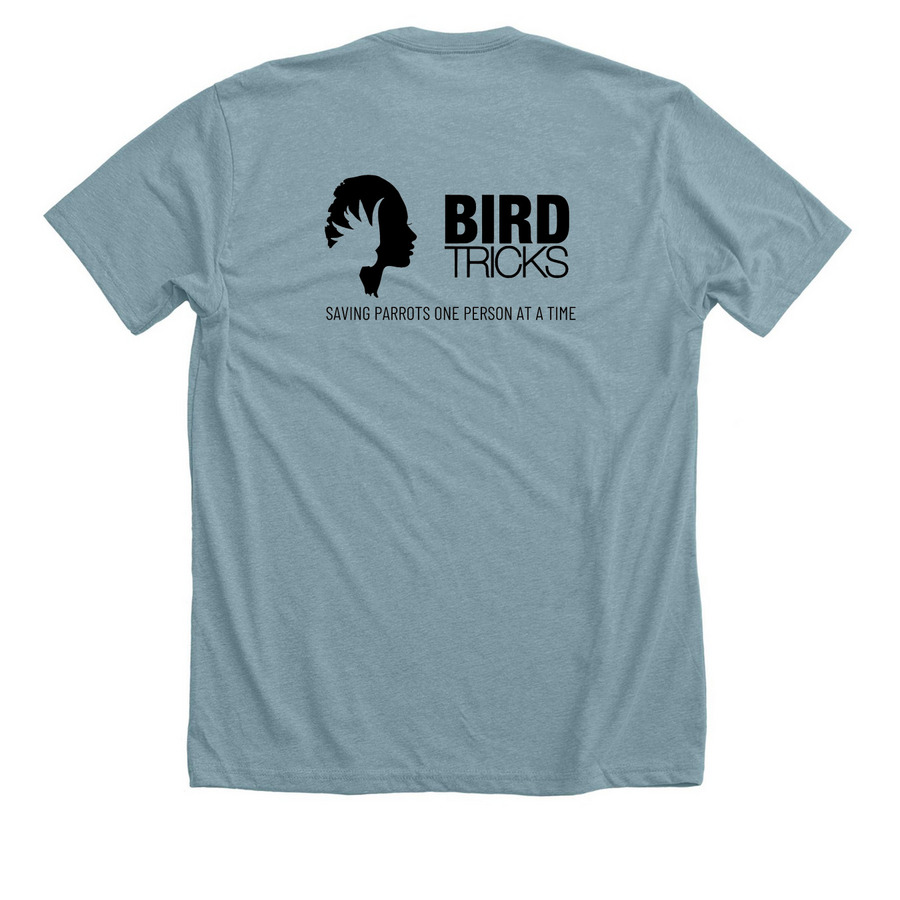 Be a Bird Mom, a Heather Blue Lagoon Premium Unisex Tee (back-view)