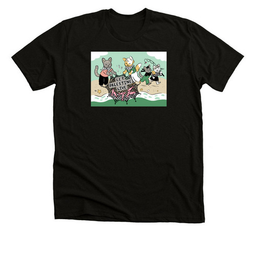 Let Palestine Live, a Solid Black Blend Premium Unisex Tee