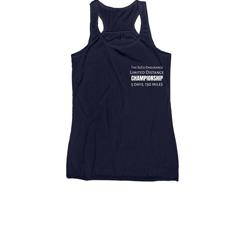 The Limited Distance CHAMPIONSHIP, a Navy Women's Racerback