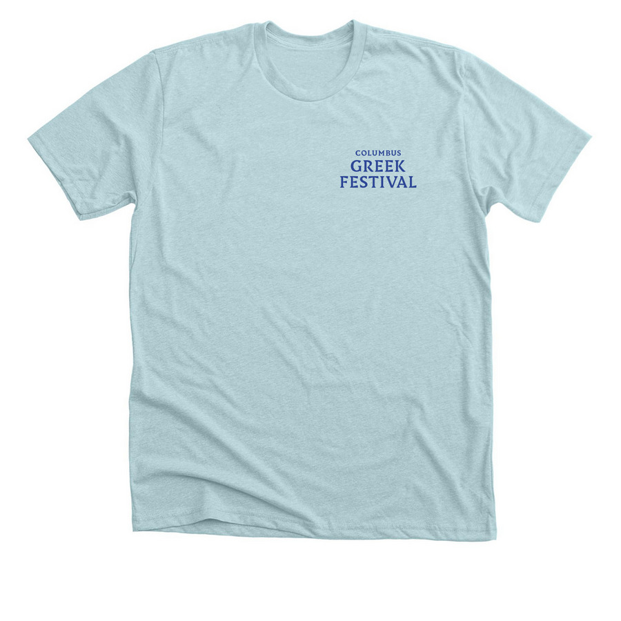 Hellenic Tee, a Heather Ice Blue Premium Unisex Tee