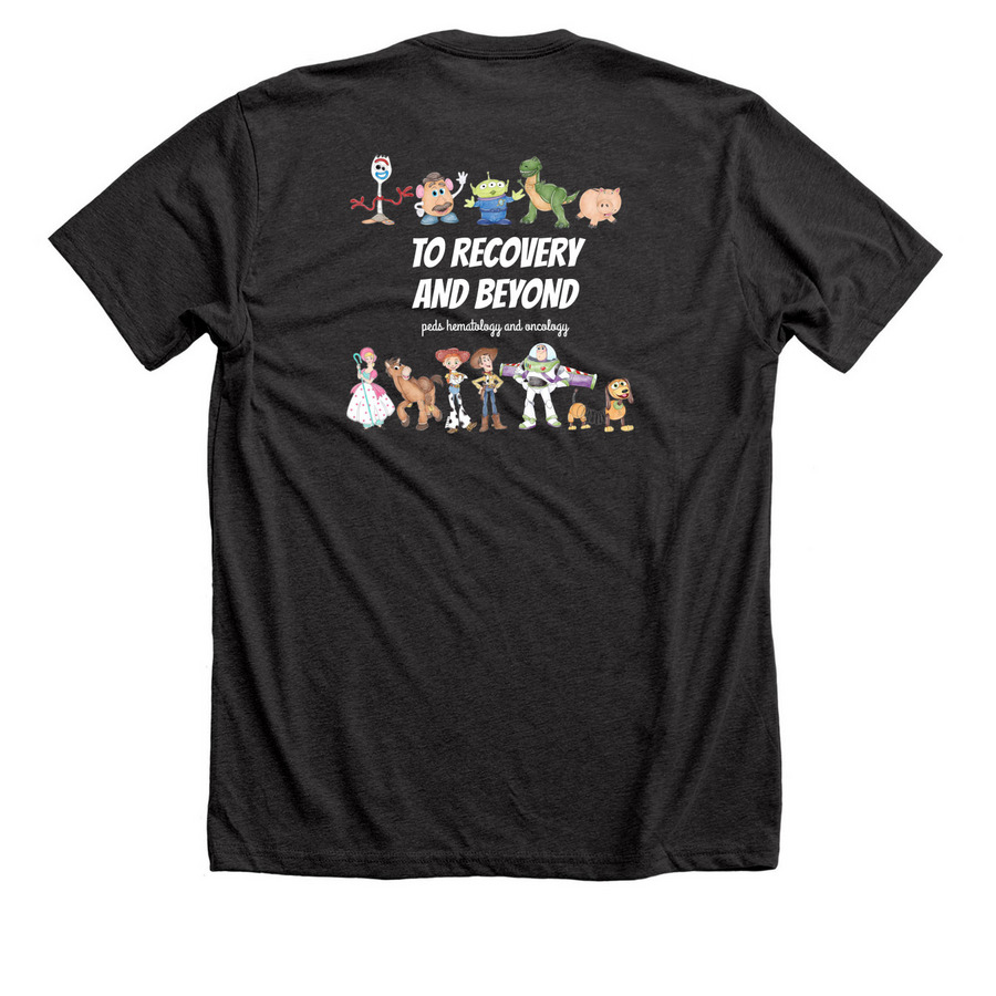 You've Got a Friend in Me, a Dark Grey Heather Premium Unisex Tee (back-view)