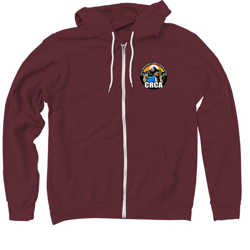 CRCA Zip Up Hoodies, a Maroon Zip Up Hoodie