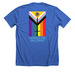 Pride 2023 - All Heroes Are Welcome, a Heather True Royal Premium Unisex Tee (back-view)