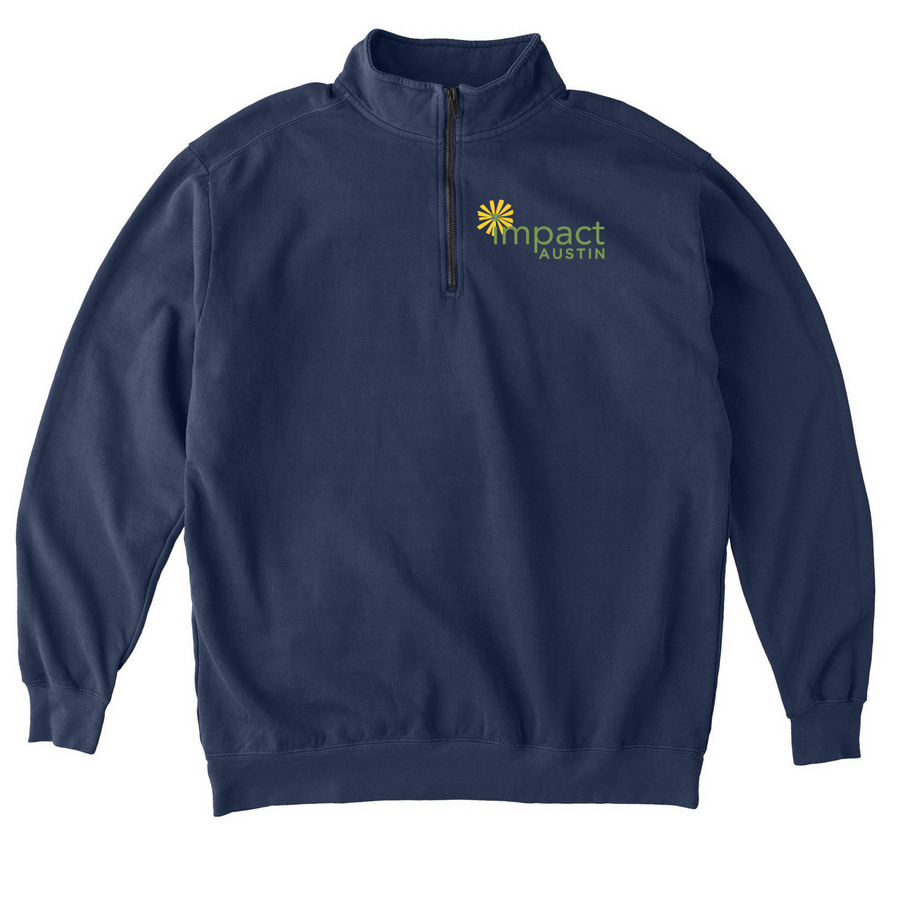 Impact Austin Shirts, a True Navy Comfort Colors Quarter Zip Pullover