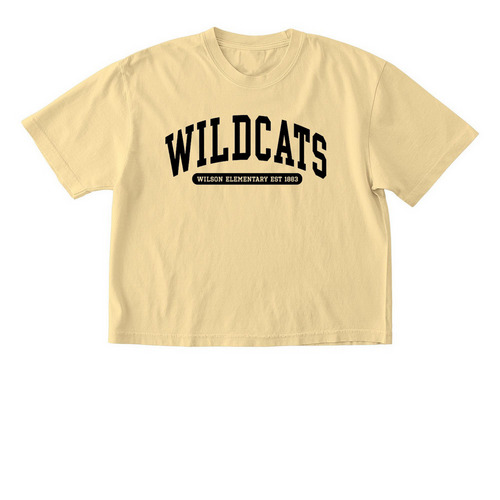 Wildcat Est. Black Font!, a Butter Comfort Colors Boxy Tee