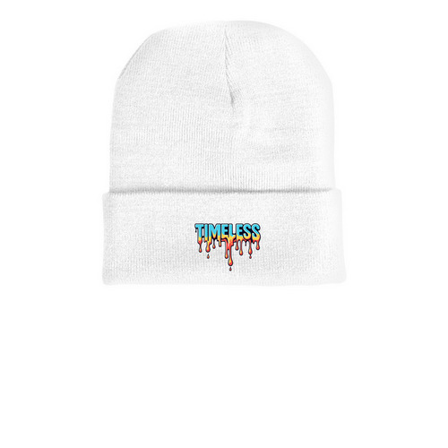 Xless, a White Printed Cuffed Beanie
