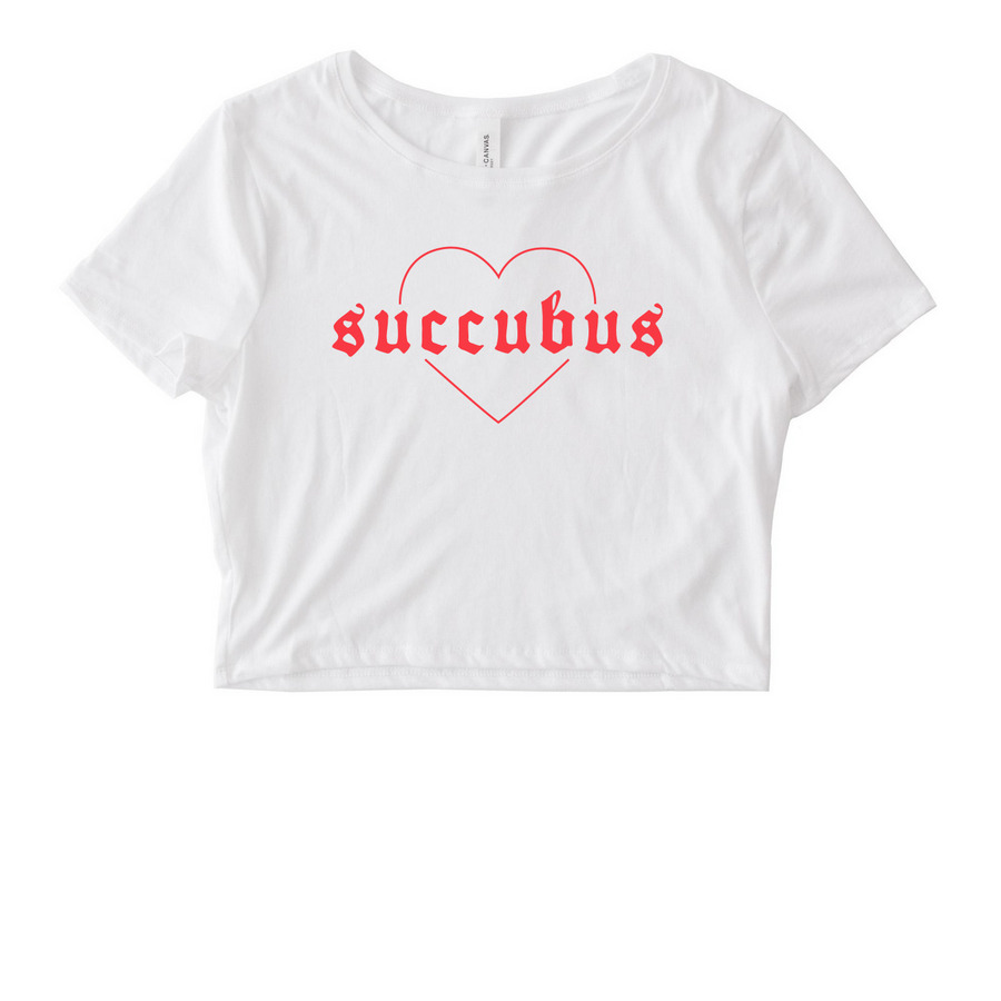 SUCCUBUS <3 TEE, a White Women's Fitted Cropped Tee