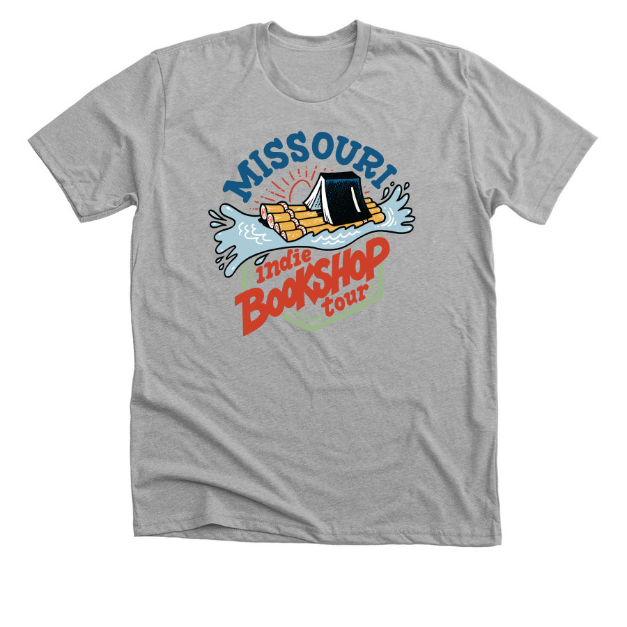 Missouri Indie Bookshop Tour Logo T-Shirt, a Athletic Heather Premium Unisex Tee