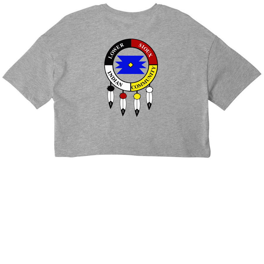 Iron Women - Blue floral details, a Athletic Heather Women?s Cropped Cotton Tee (back-view)