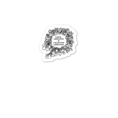 LGBTQ+ Liberation Sticker, a White Kiss Cut Sticker