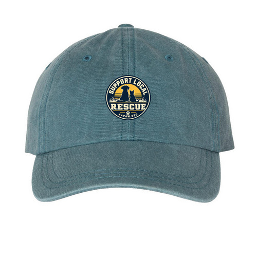 Support Local Rescue Cap, a Teal Printed Pigment Dye Baseball Cap