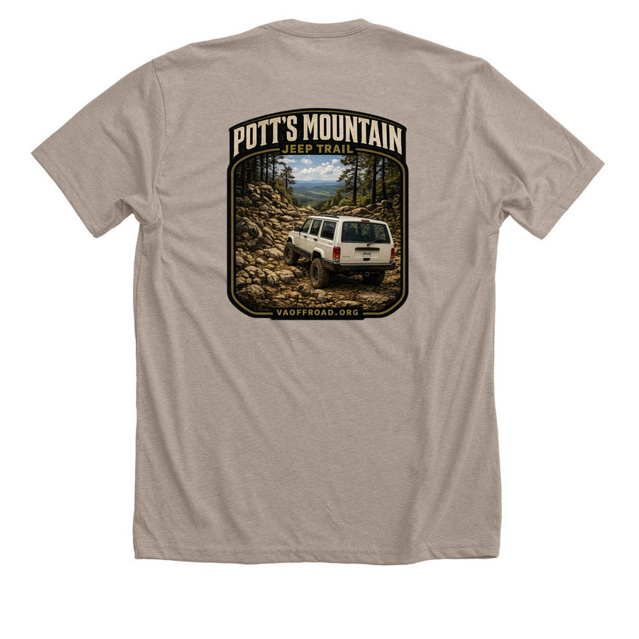 Potts Mountin Jeep XJ, a Heather Stone Premium Unisex Tee (back-view)