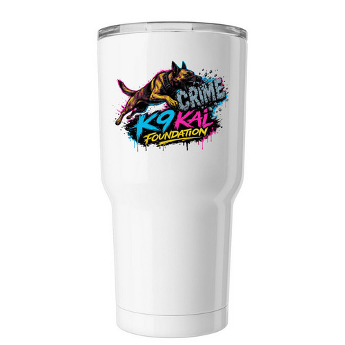 Take a Bite out of Crime, a White Insulated Tumbler