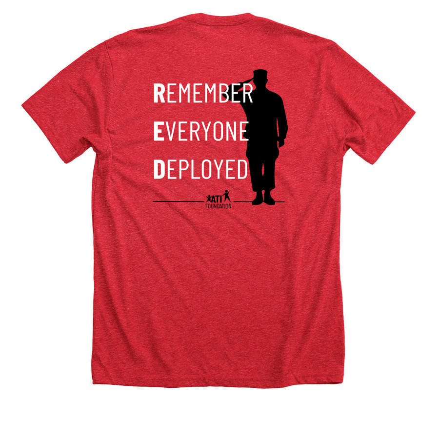 RED - Classic Design, a Heather Red Premium Unisex Tee (back-view)