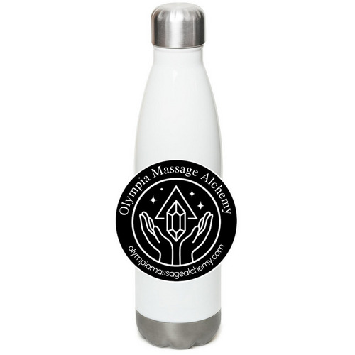 Water Bottle, a White Stainless Steel Water Bottle