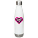 Luv Bottle, a White Stainless Steel Water Bottle (back-view)