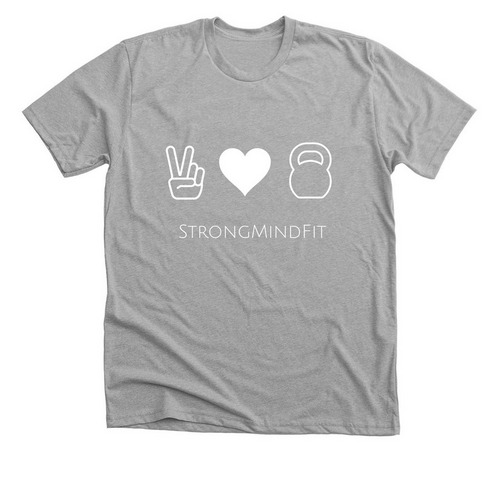 Peace-Love-StrongMindFit, a Athletic Heather Premium Unisex Tee