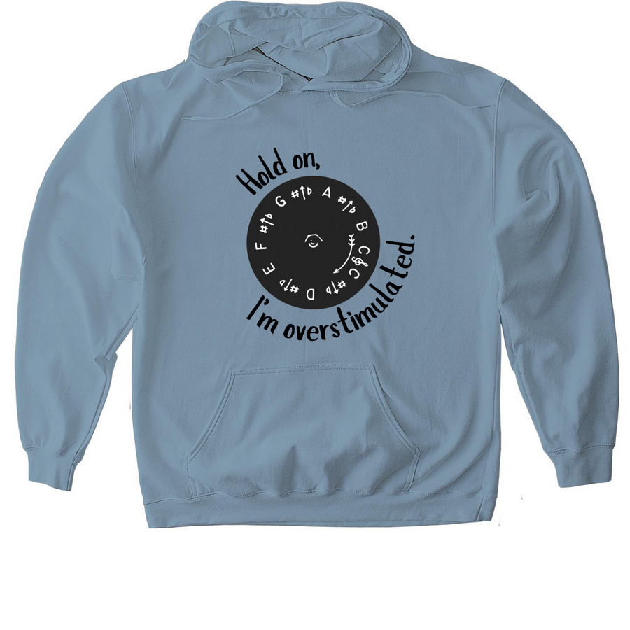 Hold on, Im Overstimulated, a Stone Blue Gildan Softstyle Pullover Hoodie