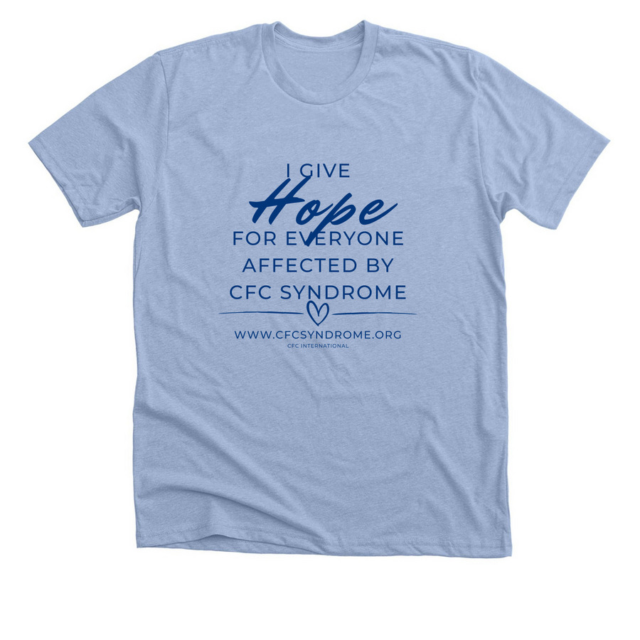(Front Only) I Give Hope, a Heather Baby Blue Premium Unisex Tee