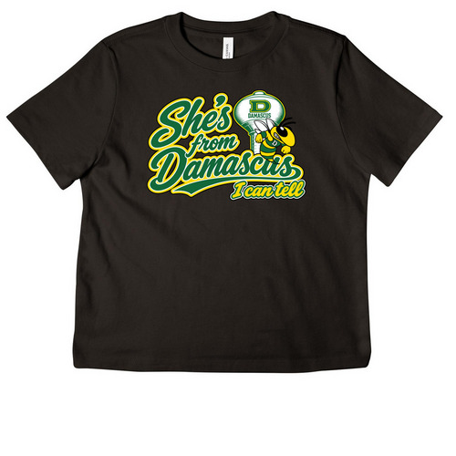 She?s from Damascus (regular tees), a Black Women's Heavyweight Tee