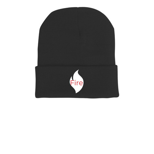 Fire beanie, a Black Printed Cuffed Beanie