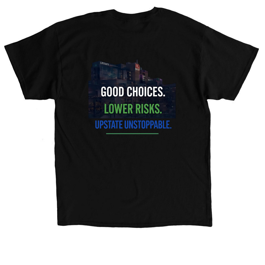 Upstate Unstoppable:Risk Management Week 2026, a Black Classic Unisex Tee (back-view)