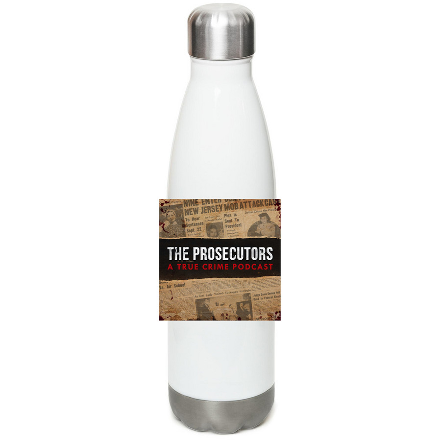 Logo Water Bottle, a White Stainless Steel Water Bottle