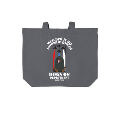 2019 DoD Mascot, Elmer Fudd Totes, a Storm Grey Cotton Canvas Tote Bag