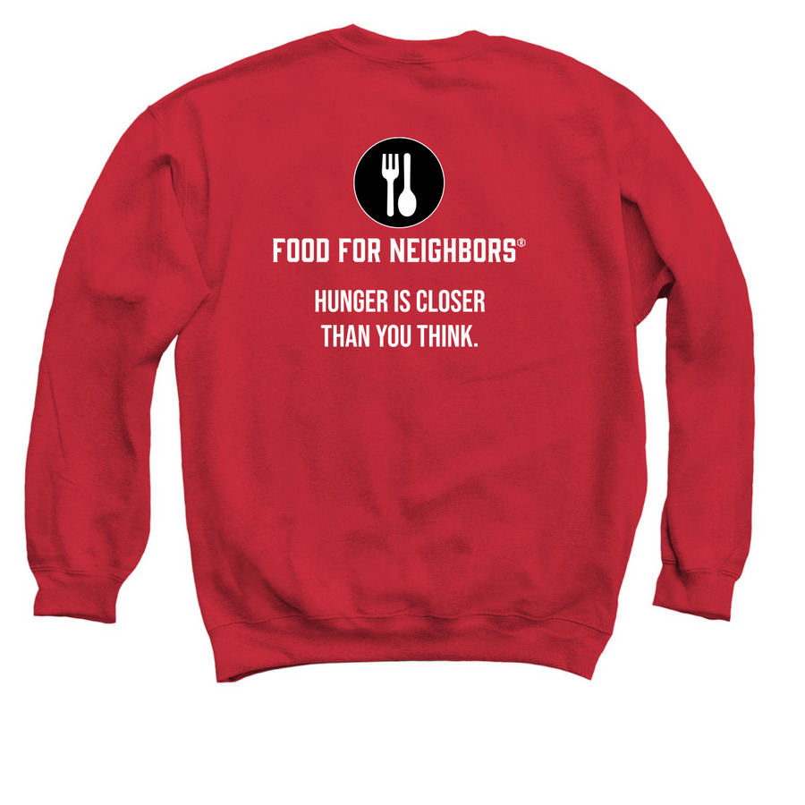 Red Bag Day Shirts/Sweatshirts (Adult), a Red Crewneck Sweatshirt (back-view)