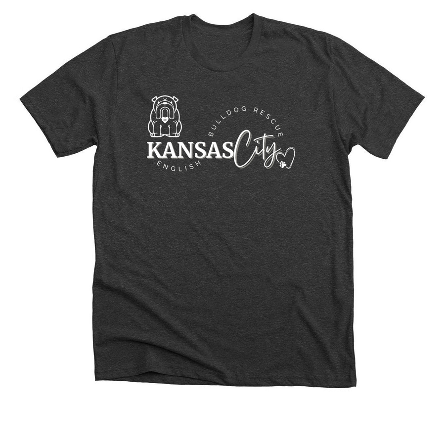 Support KCEBR with New Gear: White Logo, a Dark Grey Heather Premium Unisex Tee