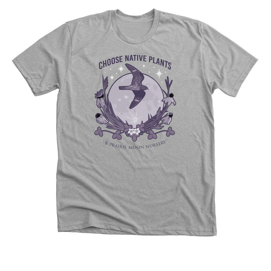 Choose Native Plants: Moon & Hawk (light), a Athletic Heather Premium Unisex Tee