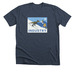 Utah Flag "Skiing Dino" T-shirt, a Heather Midnight Navy Premium Unisex Tee