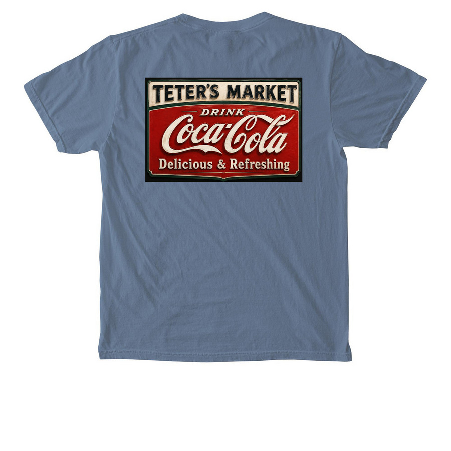 Teter?s Market Official Merch, a Blue Jean Comfort Colors Pocket Tee (back-view)