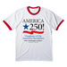 America 250, a White/ Red Cotton Ringer Tee