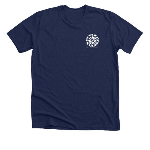 Rose Window Logo Shirt (Front Only), a Solid Navy Blend Premium Unisex Tee