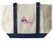Girls Rugby Totes, a Natural/Navy Large Two-Tone Canvas Tote Bag