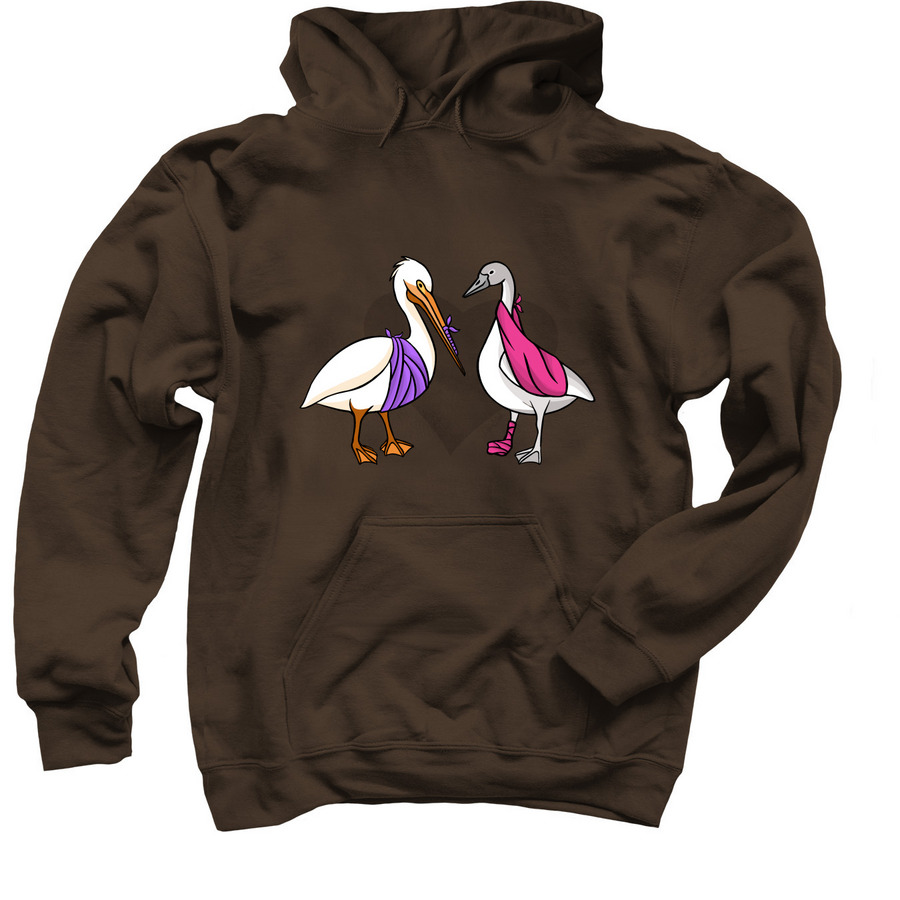 Wildlife Center Pelican & Swan, a Dark Chocolate Pullover Hoodie