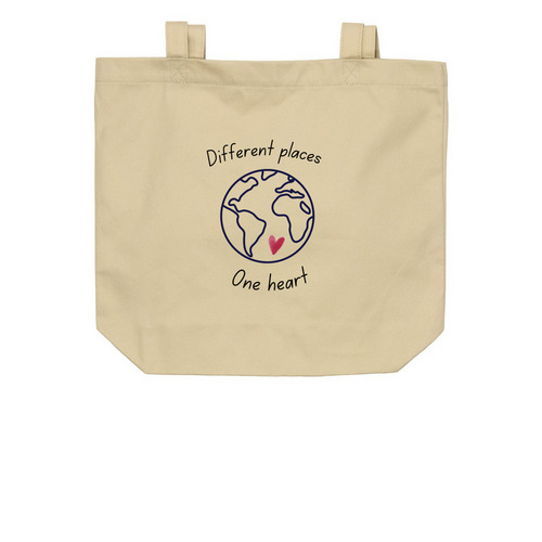 ONE HEART, a Oyster Organic Cotton Tote Bag