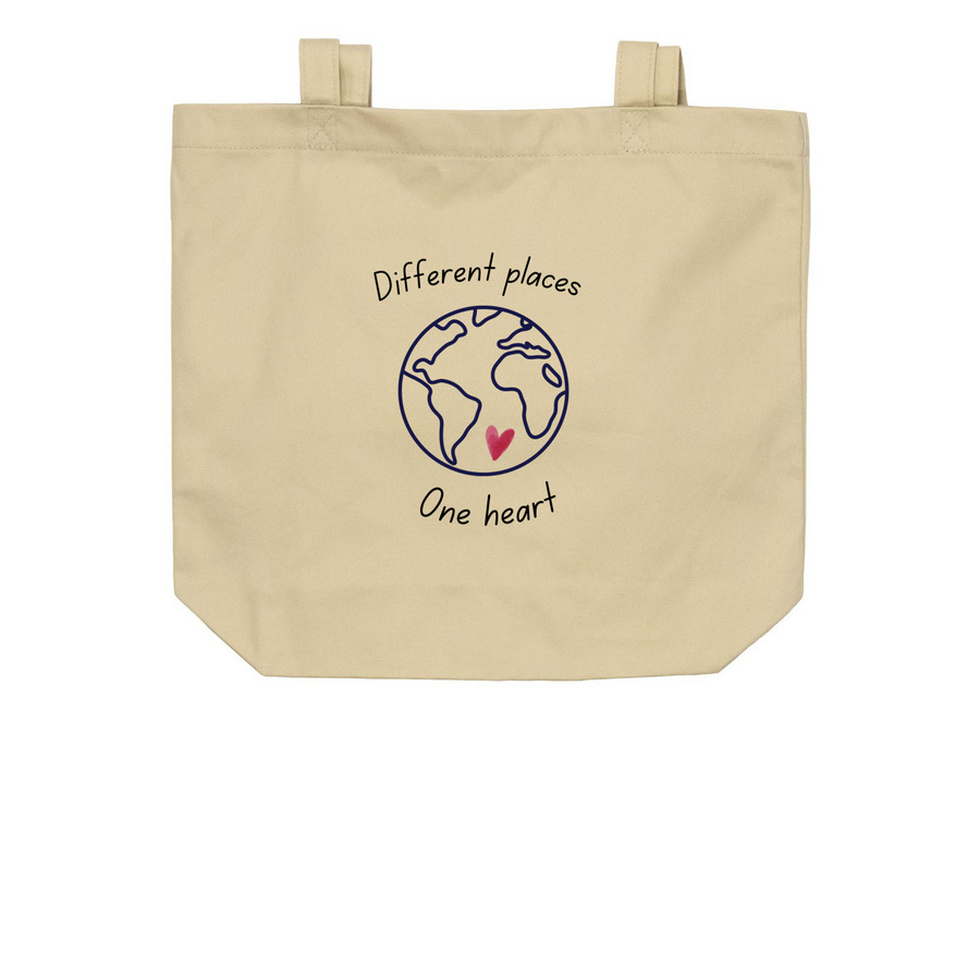 ONE HEART, a Oyster Organic Cotton Tote Bag