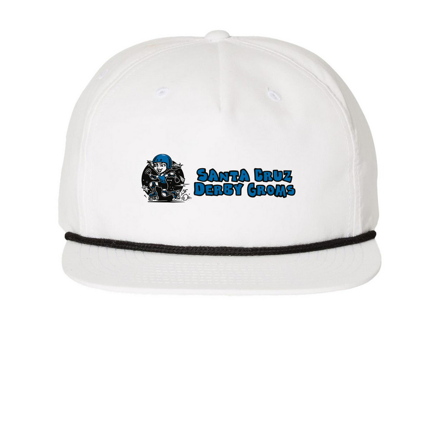 Santa Cruz Derby Groms - Hat, a White/ Black Printed Umpqua Snapback Cap