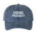 Choosing Proximity Hat, a Navy Printed Pigment Dye Baseball Cap