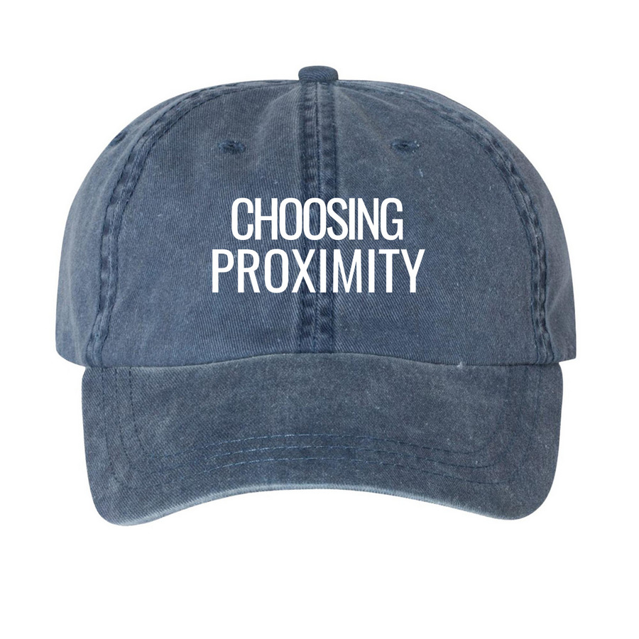 Choosing Proximity Hat, a Navy Printed Pigment Dye Baseball Cap