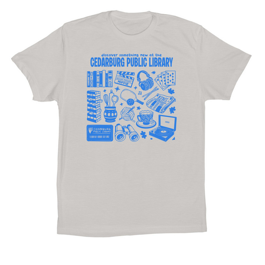 Discover Something New (Blue Design), a Solid Athletic Grey Premium Cotton Tee