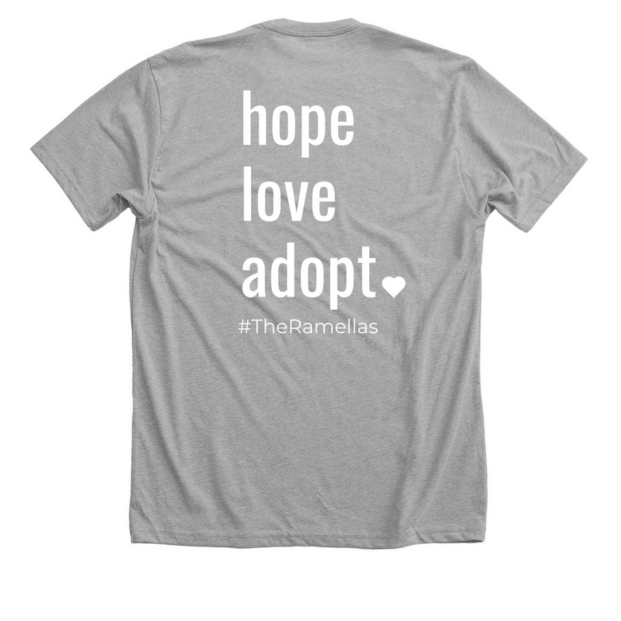 Hope, Love, Adopt., a Athletic Heather Premium Unisex Tee (back-view)