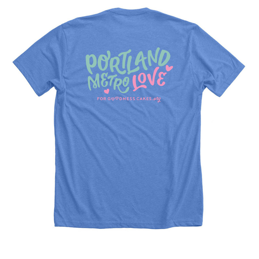 Always Sprinkling in the PNW, a Heather Columbia Blue Premium Unisex Tee (back-view)