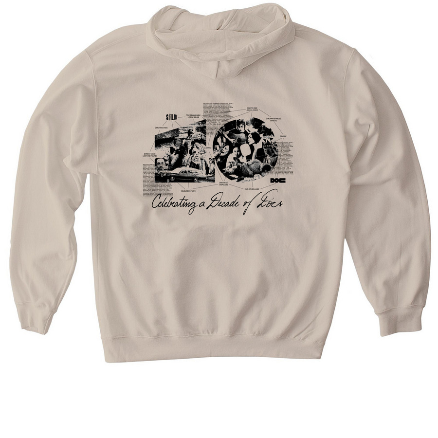 10th Anniversary Doc Stories Apparel, a Sand Gildan Softstyle Pullover Hoodie (back-view)